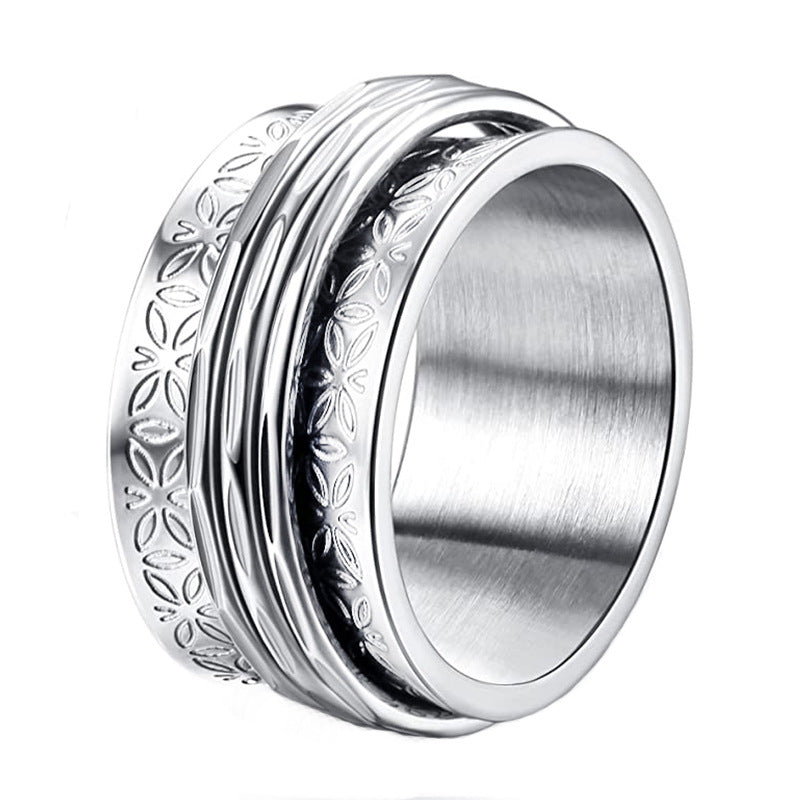 Wholesale Titanium Steel Swivel Daisy Flower Ring
